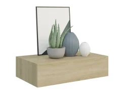 Prateleira* Prateleira de parede com gaveta MDF 40x23,5x10 cm cor carvalho PT486934 Castanho