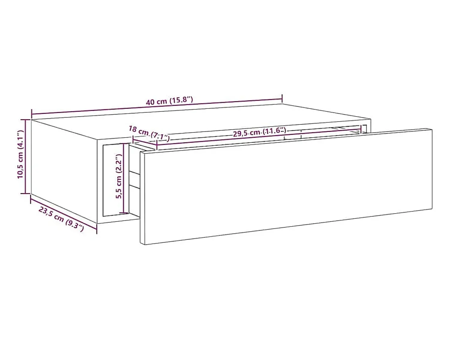 Hot vidaxl Prateleira de parede com gaveta MDF 40x23,5x10 cm cinza cimento Cinzento