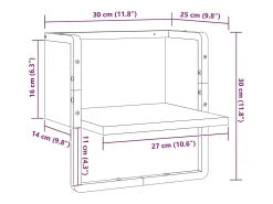 Clearance vidaxl Prateleira de parede com barra 30x25x30 cm Preto