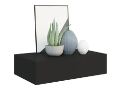 Clearance Prateleira de parede com gaveta MDF 40x23,5x10 cm PT280704 Preto