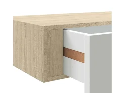 vidaxl Prateleira de parede com gaveta em carvalho e branco 60x23,5x10 cm MDF^ Prateleira