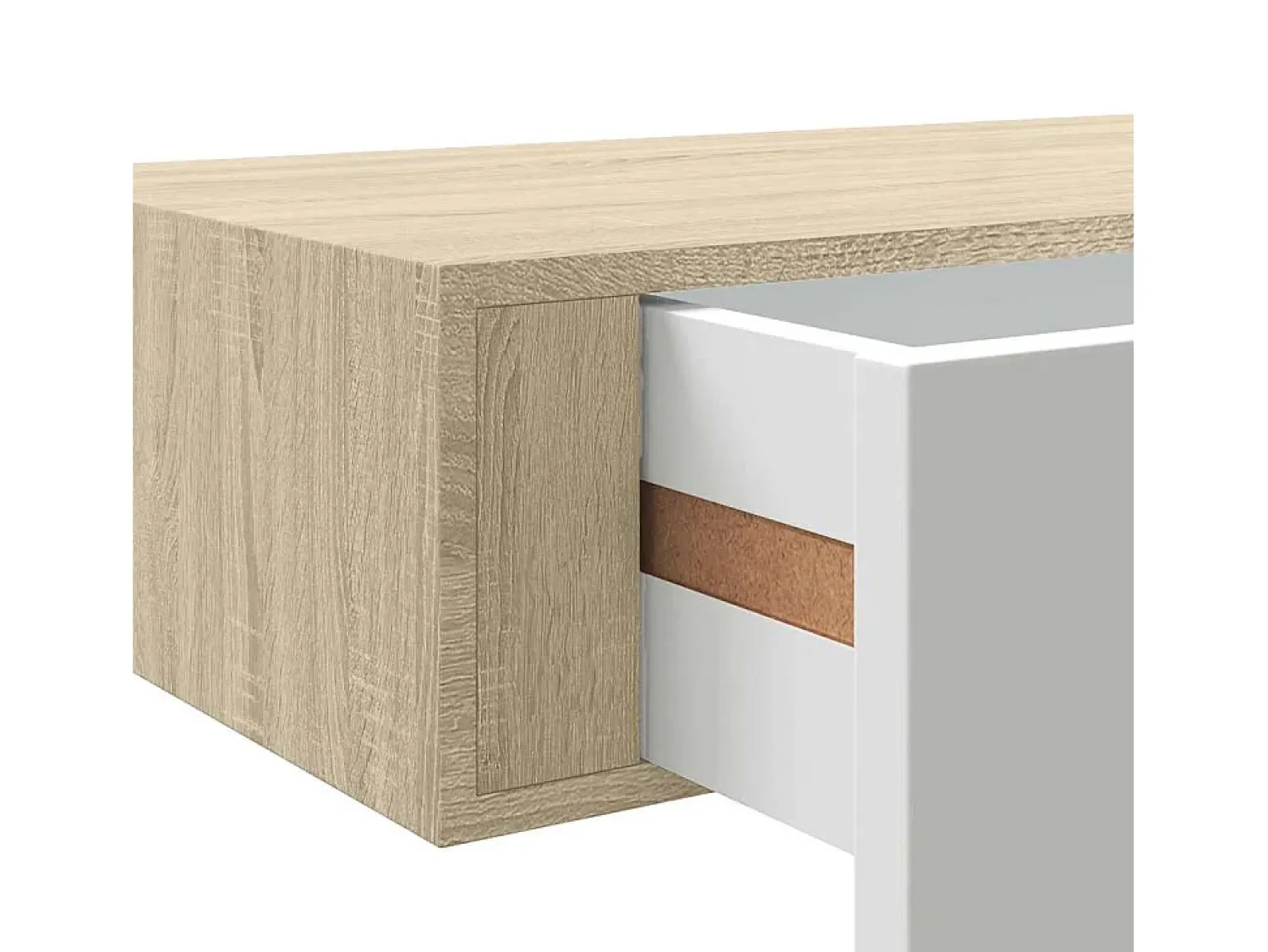 vidaxl Prateleira de parede com gaveta em carvalho e branco 60x23,5x10 cm MDF^ Prateleira