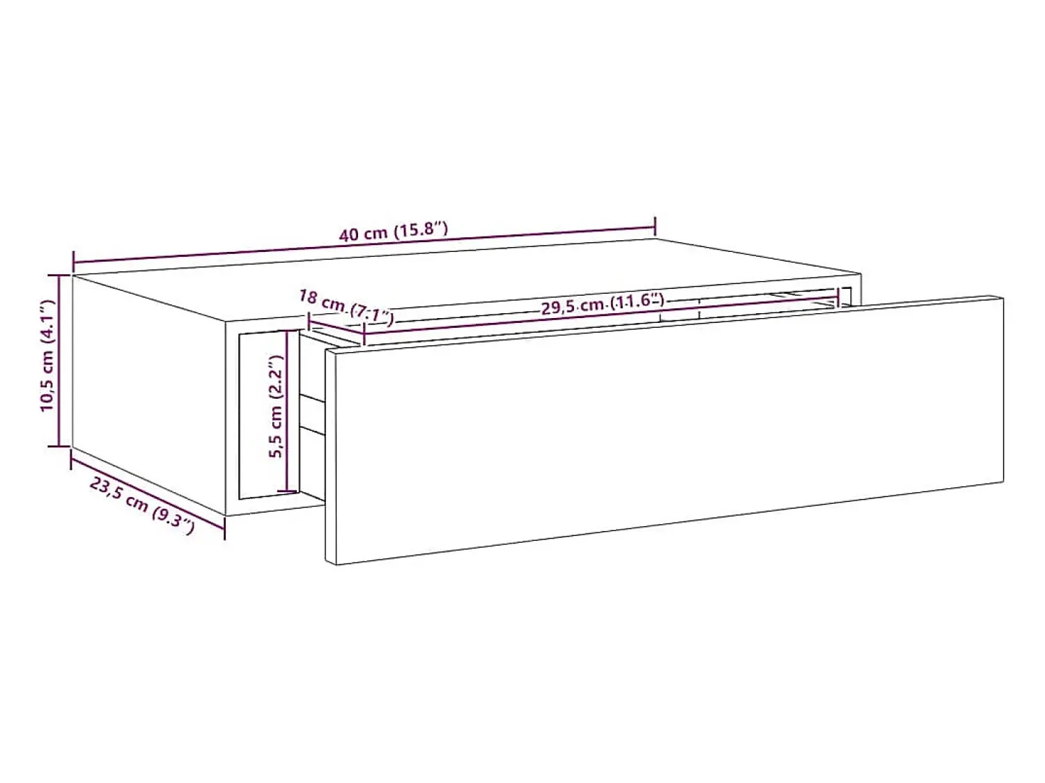 Prateleira|vidaxl Prateleira de parede com gaveta MDF 40x23,5x10 cm Preto