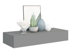 Prateleira* Prateleira de parede com gaveta MDF 60x23,5x10 cm PT245248 Cinzento