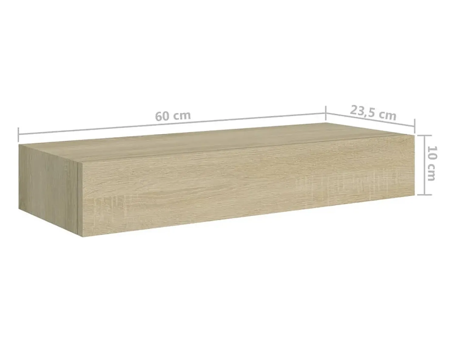vidaxl Prateleira de parede com gaveta MDF 60x23,5x10 cm cor carvalho^ Prateleira
