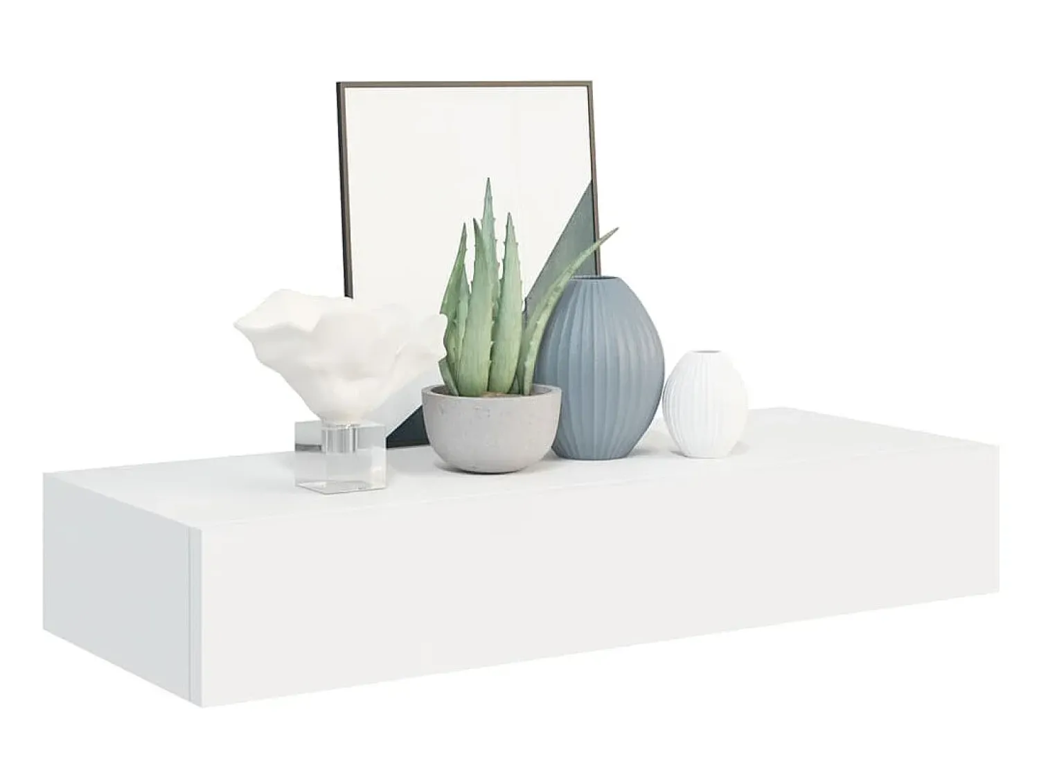 New Prateleira de parede com gaveta MDF 60x23,5x10 cm PT535149 Branco