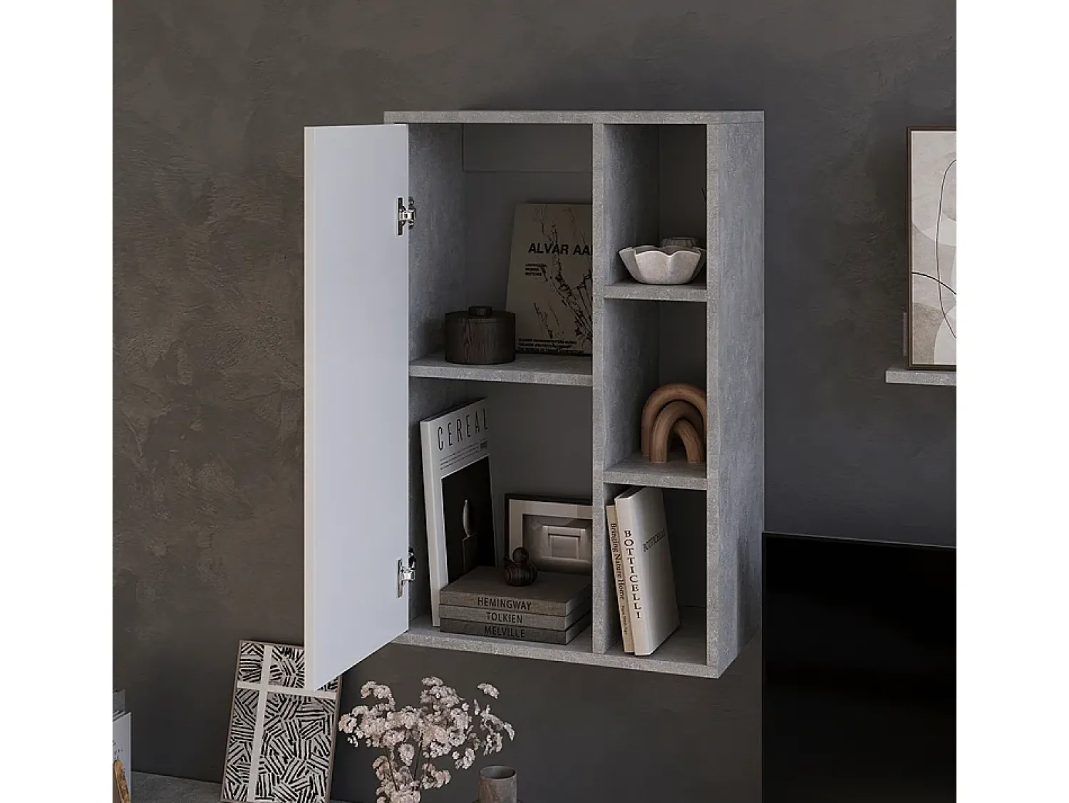 Prateleira|Vicco Prateleira de parede concreto/branco 50.1x28.3x78.4 berno Cinzento claro