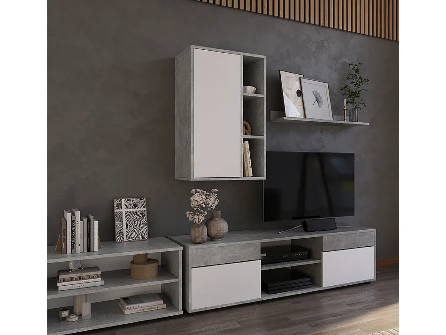 Prateleira|Vicco Prateleira de parede concreto/branco 50.1x28.3x78.4 berno Cinzento claro