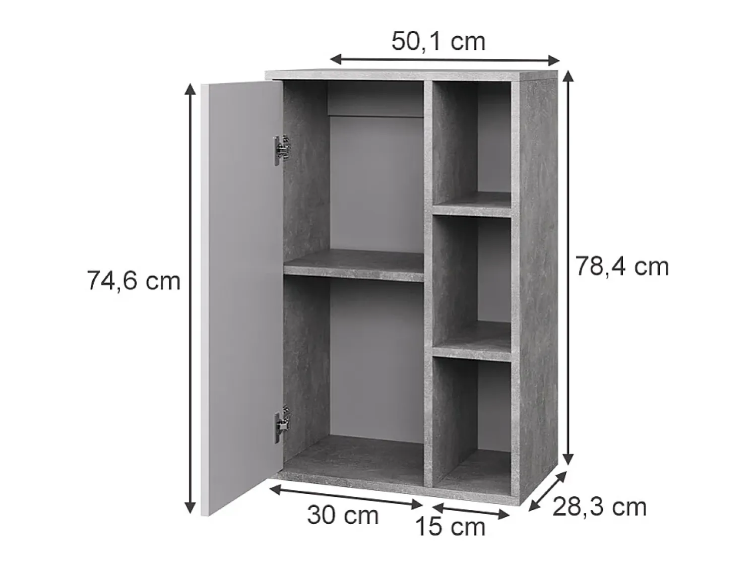 Prateleira|Vicco Prateleira de parede concreto/branco 50.1x28.3x78.4 berno Cinzento claro