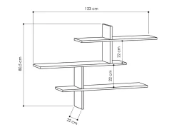Prateleira*Concept-Usine Prateleira de parede design moderno TANA Cinza Antracite 3 prateleiras Cinzento