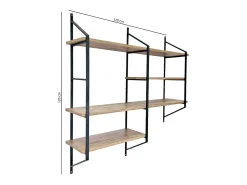 Concept-Usine Prateleira de Parede Design em Metal Madeira e Preto - 4 Prateleiras YOMI^ Prateleira