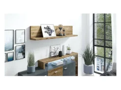 Clearance Meublorama Prateleira de parede design 150cm Cor carvalho escuro. Coleção BERGAMO. Castanho