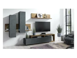 Clearance Meublorama Prateleira de parede design 150cm Cor carvalho escuro. Coleção BERGAMO. Castanho