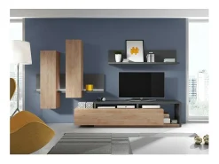 Hot Meublorama Prateleira de parede design 150cm Cor antracite. Coleção BERGAME. Cinzento