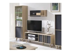 Prateleira|Meublorama Prateleira de parede escandinava 100 cm MALMO. Ideal para expor seus objetos de decoração. Cores em carvalho claro/cinza concreto. Estilo escandinavo. Cinzento