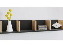 VCM Prateleira de parede Honsa Preto/carvalho de mel A. 15 x L. 97 x P. 17 cm^ Prateleira