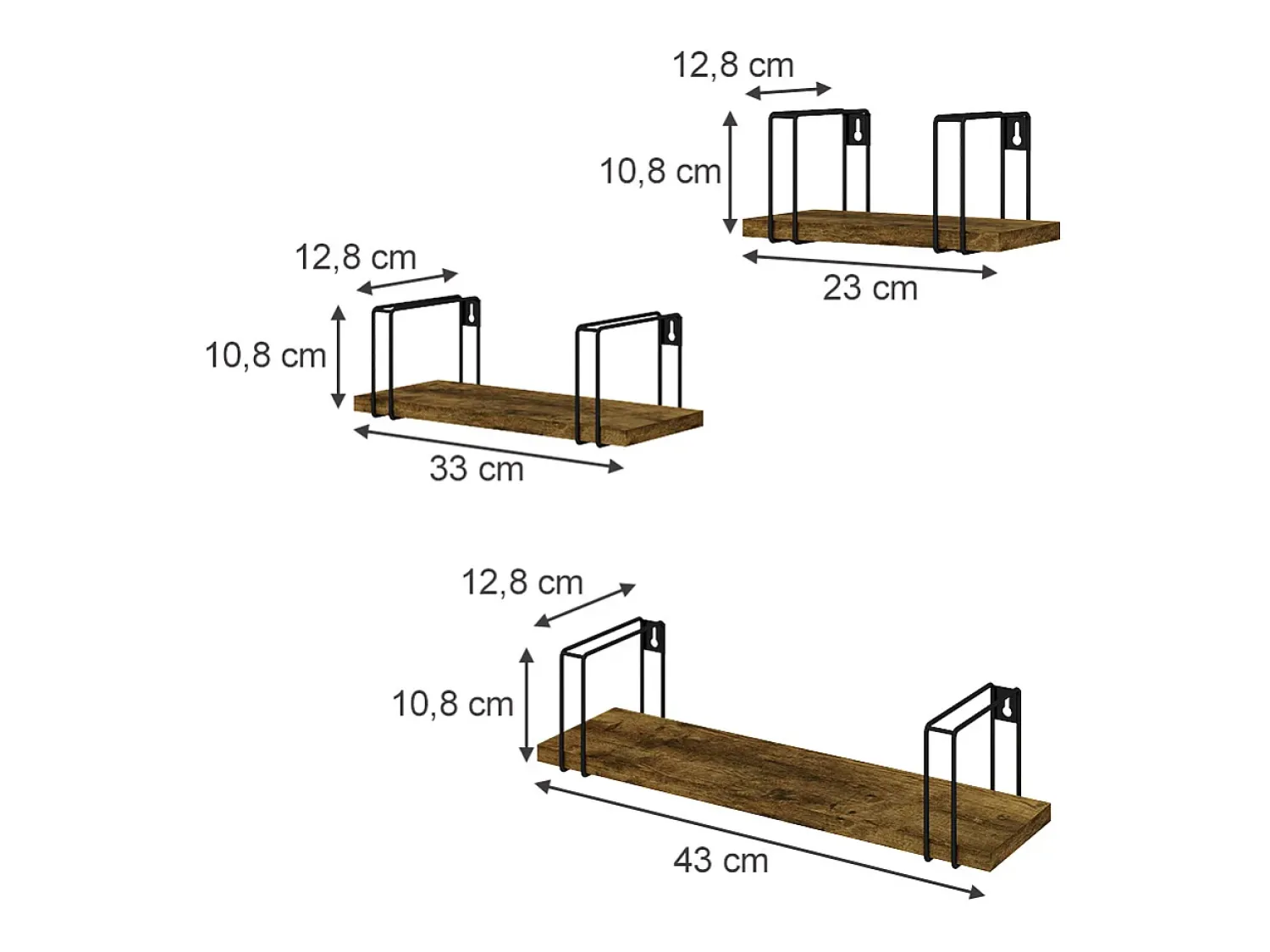 Prateleira|Vicco Prateleira de parede madeira antiga 43x12.8x10.8 fyrk Castanho
