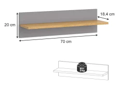 Hot Vicco Prateleira de parede para o quarto das crianças cinza 70x18.4x20 malia Cinzento