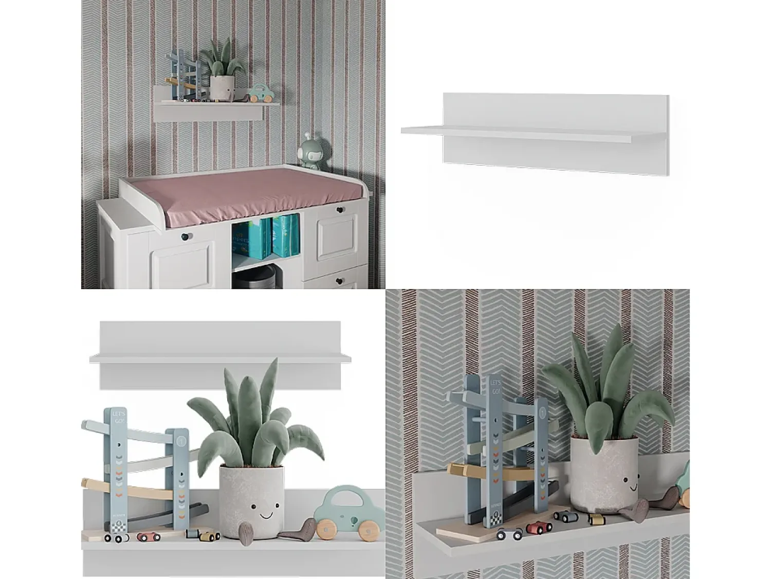 Vicco Prateleira de parede para o quarto das crianças 70x20x20 ajaton Branco