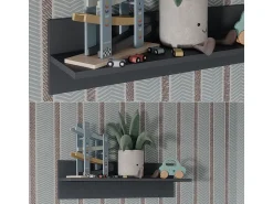 Vicco Prateleira de parede para o quarto das crianças cinza 70x20x20 ajaton^ Prateleira