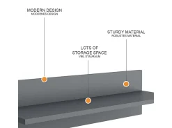 Vicco Prateleira de parede para o quarto das crianças cinza 70x20x20 ajaton^ Prateleira