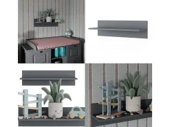 Vicco Prateleira de parede para o quarto das crianças cinza 70x20x20 ajaton^ Prateleira