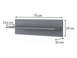 Vicco Prateleira de parede para o quarto das crianças cinza 70x20x20 ajaton^ Prateleira