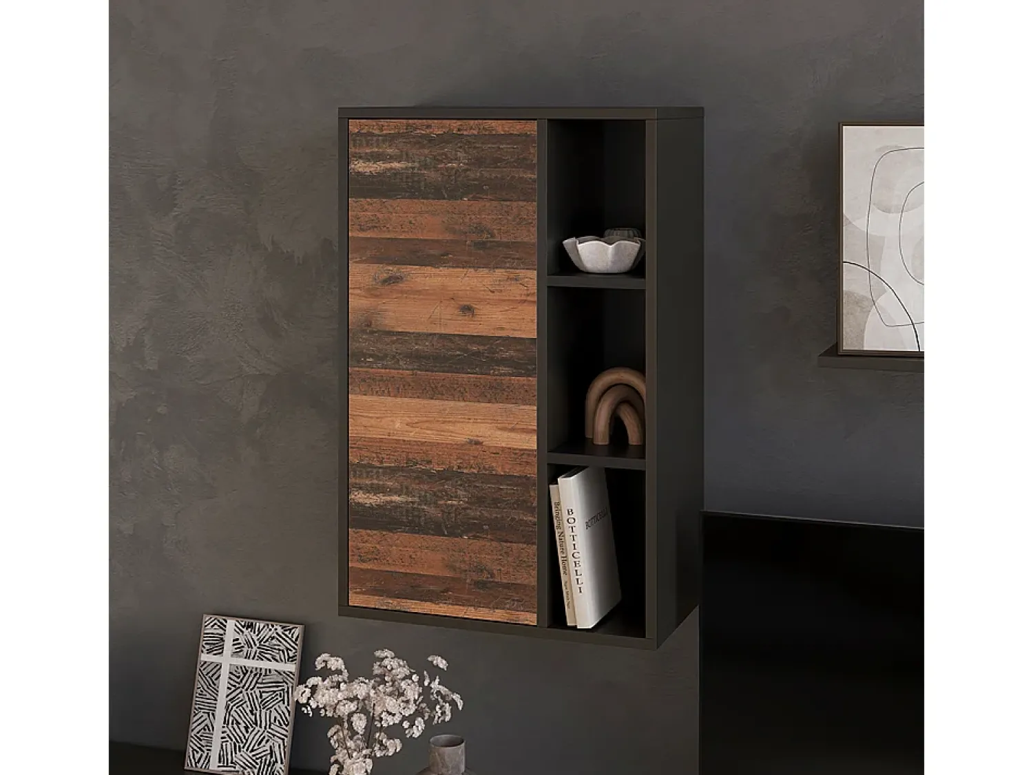 Prateleira*Vicco Prateleira de parede /estilo antigo 50.1x28.3x78.4 berno Preto