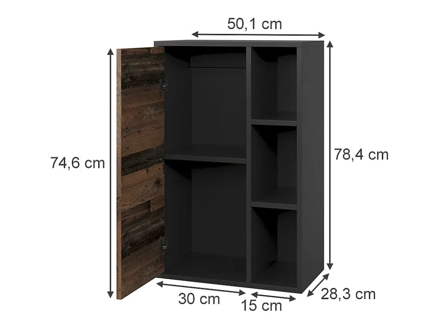 Prateleira*Vicco Prateleira de parede /estilo antigo 50.1x28.3x78.4 berno Preto
