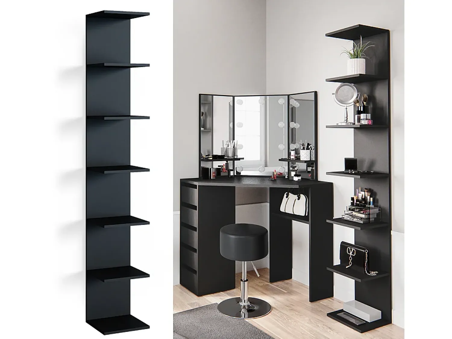 Clearance Vicco Prateleira de parede 30x28x190 paolo Preto