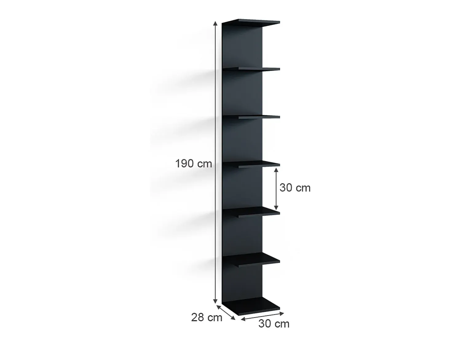 Clearance Vicco Prateleira de parede 30x28x190 paolo Preto