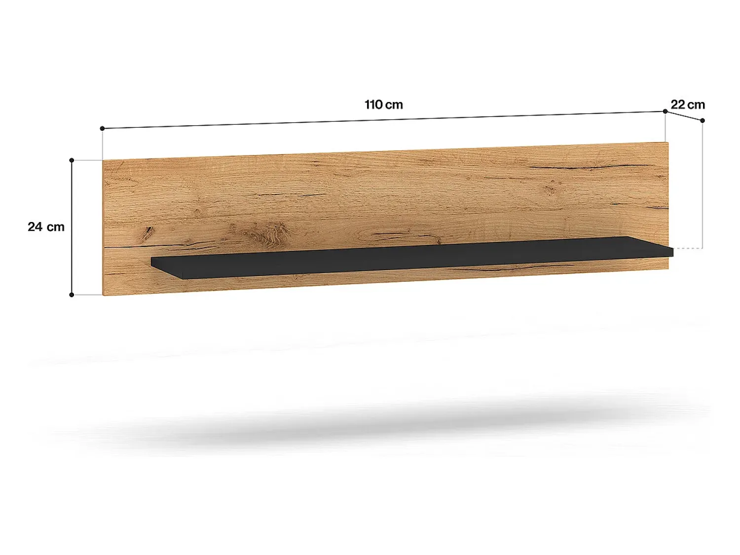Prateleira|Petits-Meubles Prateleira de parede Solal em madeira e preto de 110 cm Natural claro