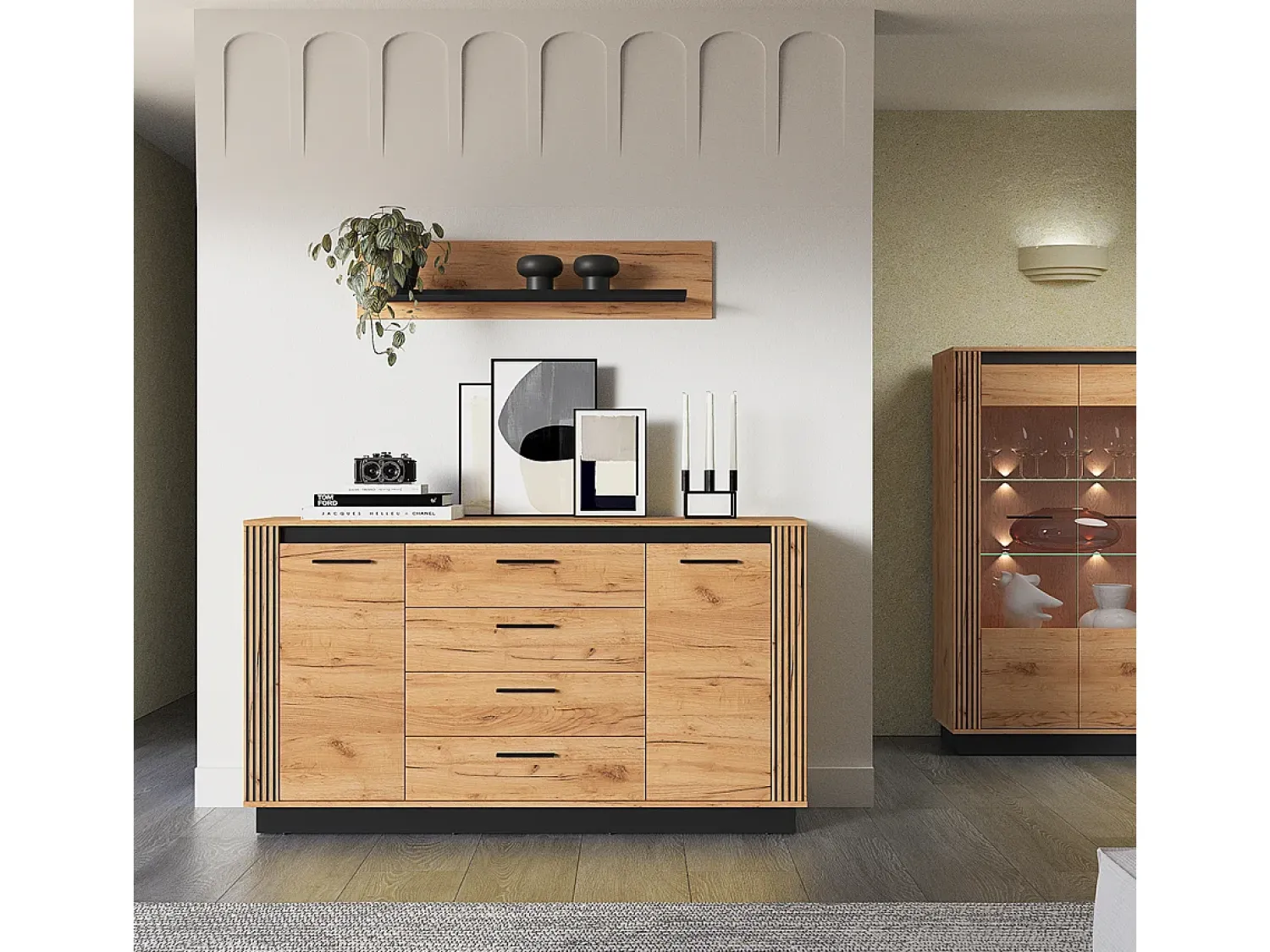 Prateleira|Petits-Meubles Prateleira de parede Solal em madeira e preto de 110 cm Natural claro