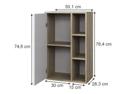 New Vicco Prateleira de parede sonoma/branco 50.1x28.3x78.4 berno Natural claro
