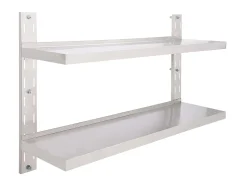 Prateleira de parede suspensa 2 níveis 120x30 cm aço inoxidável PT398023^ Prateleira