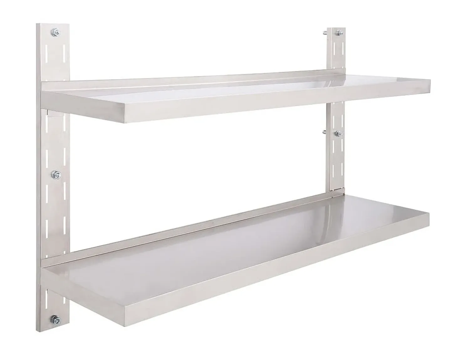 Prateleira de parede suspensa 2 níveis 120x30 cm aço inoxidável PT398023^ Prateleira