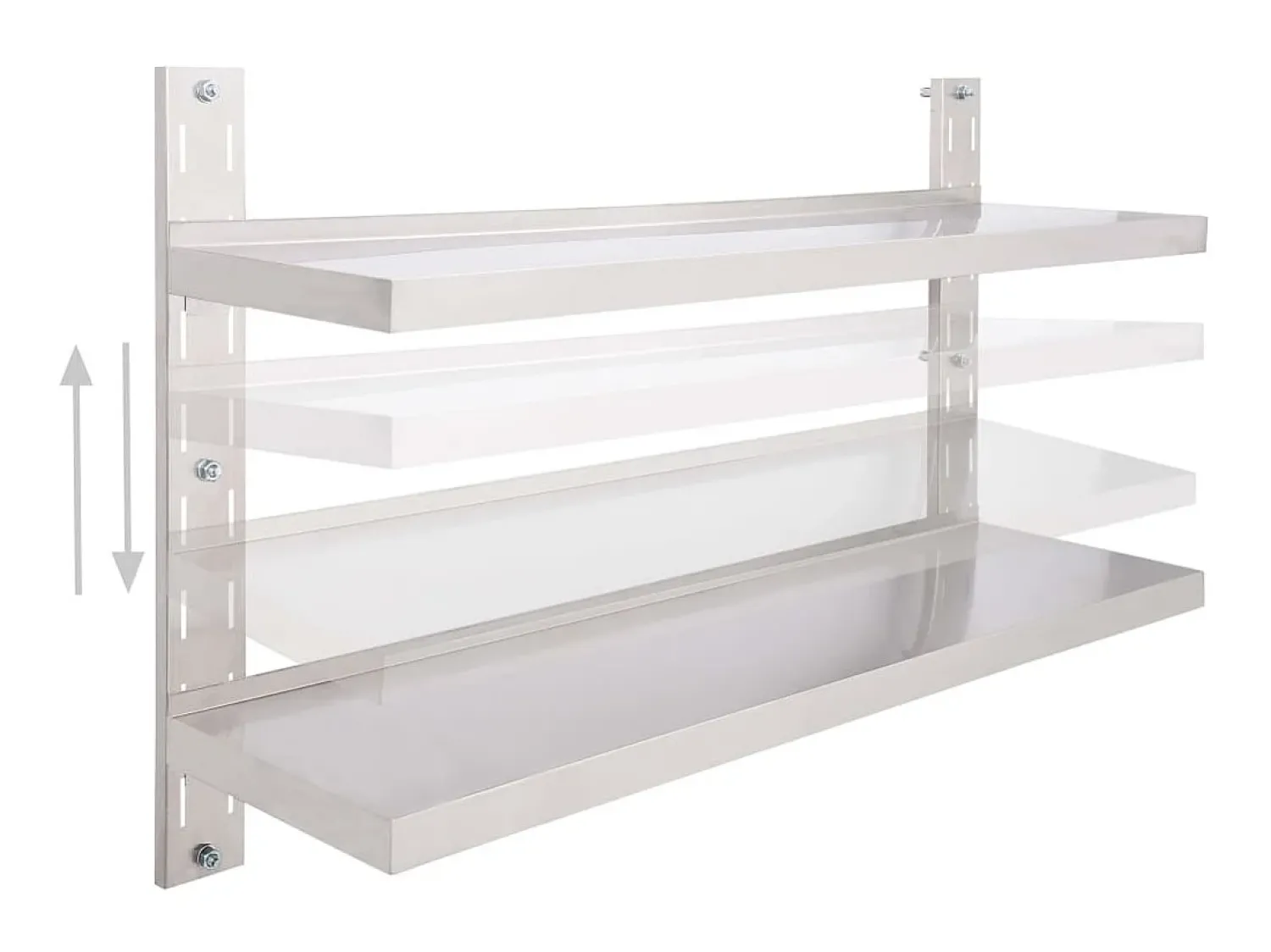 Prateleira de parede suspensa 2 níveis 120x30 cm aço inoxidável PT398023^ Prateleira