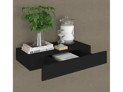 Prateleira* Prateleira de parede suspensa com gaveta 48x25x8 cm PT707286 Preto