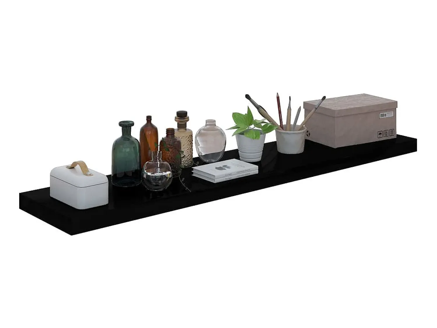 Prateleira| Prateleira de parede suspensa 120x23,5x3,8 cm MDF PT567653 Preto