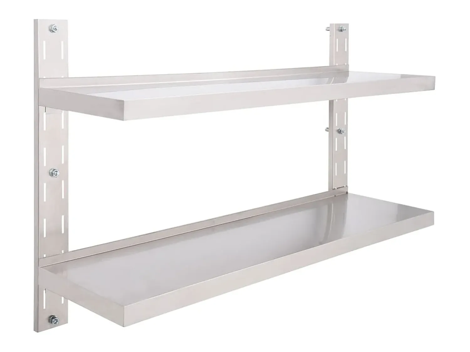 vidaxl Prateleira de parede suspensa 2 níveis 120x30 cm aço inoxidável^ Prateleira