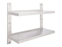 New vidaxl Prateleira de parede suspensa 2 níveis 100x30 cm aço inoxidável Cinzento