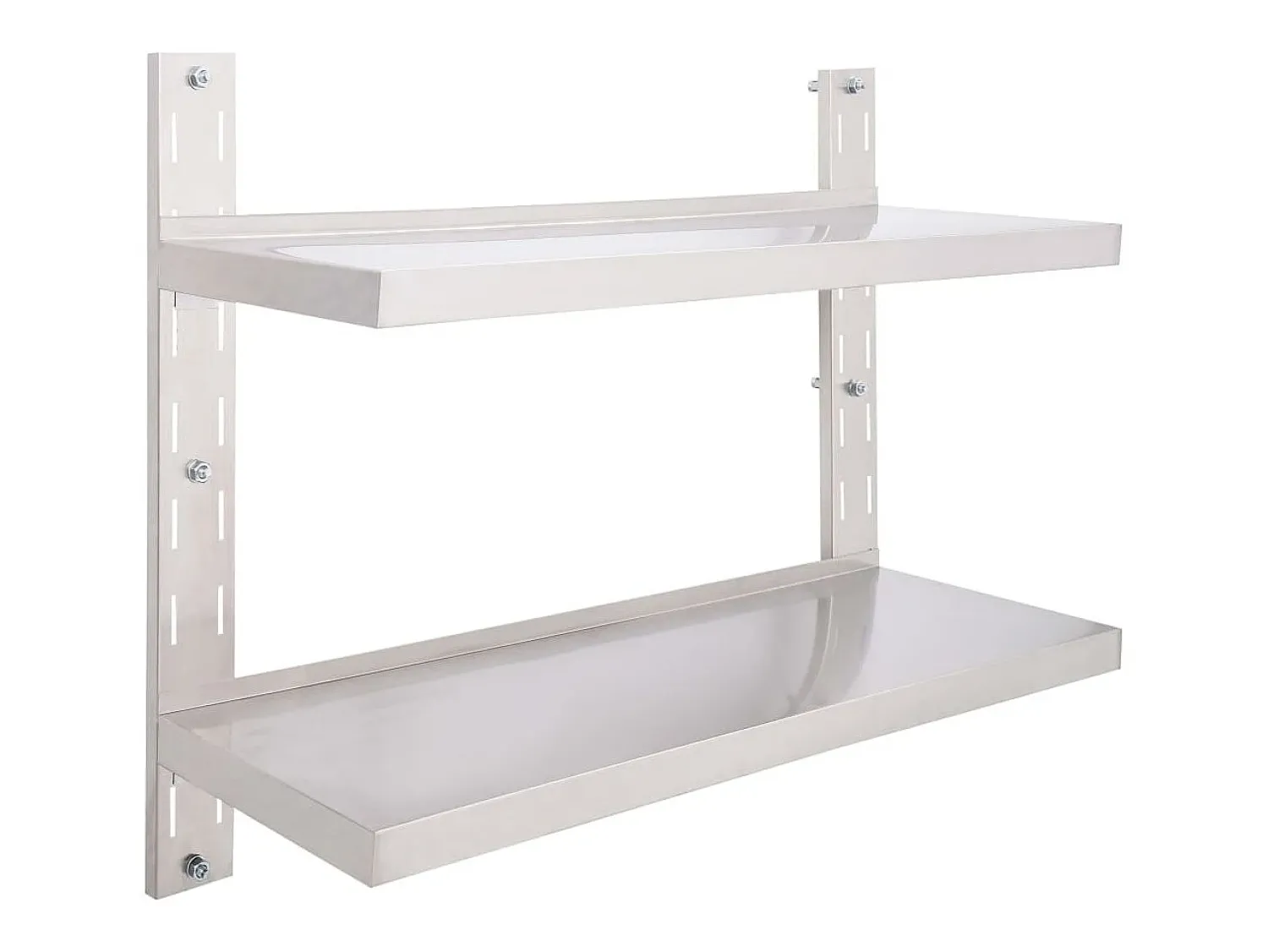 New vidaxl Prateleira de parede suspensa 2 níveis 100x30 cm aço inoxidável Cinzento