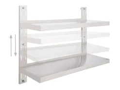 Prateleira| Prateleira de parede suspensa 2 níveis 100x30 cm aço inoxidável PT952611 Cinzento