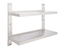 Prateleira| Prateleira de parede suspensa 2 níveis 100x30 cm aço inoxidável PT952611 Cinzento