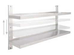 Prateleira| Prateleira de parede suspensa 2 níveis 150x30 cm aço inoxidável PT442596 Cinzento