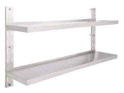 Prateleira| Prateleira de parede suspensa 2 níveis 150x30 cm aço inoxidável PT442596 Cinzento