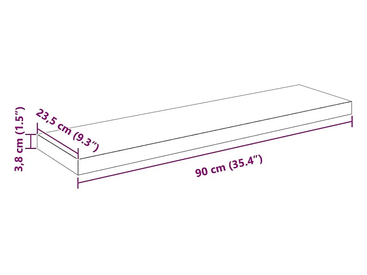 vidaxl Prateleira de parede suspensa 90x23,5x3,8 cm MDF^ Prateleira