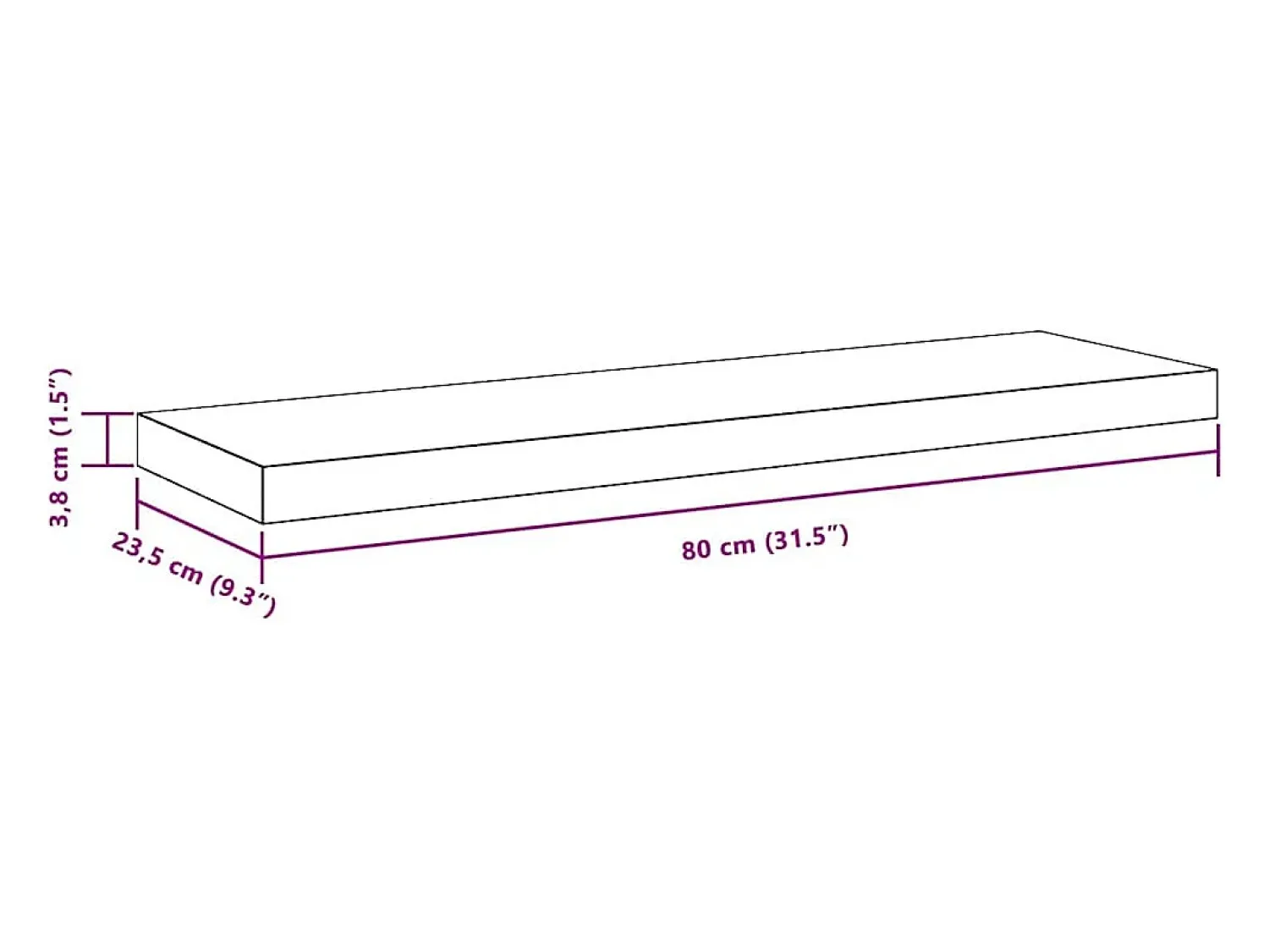 Hot vidaxl Prateleira de parede suspensa 80x23,5x3,8 cm MDF Branco