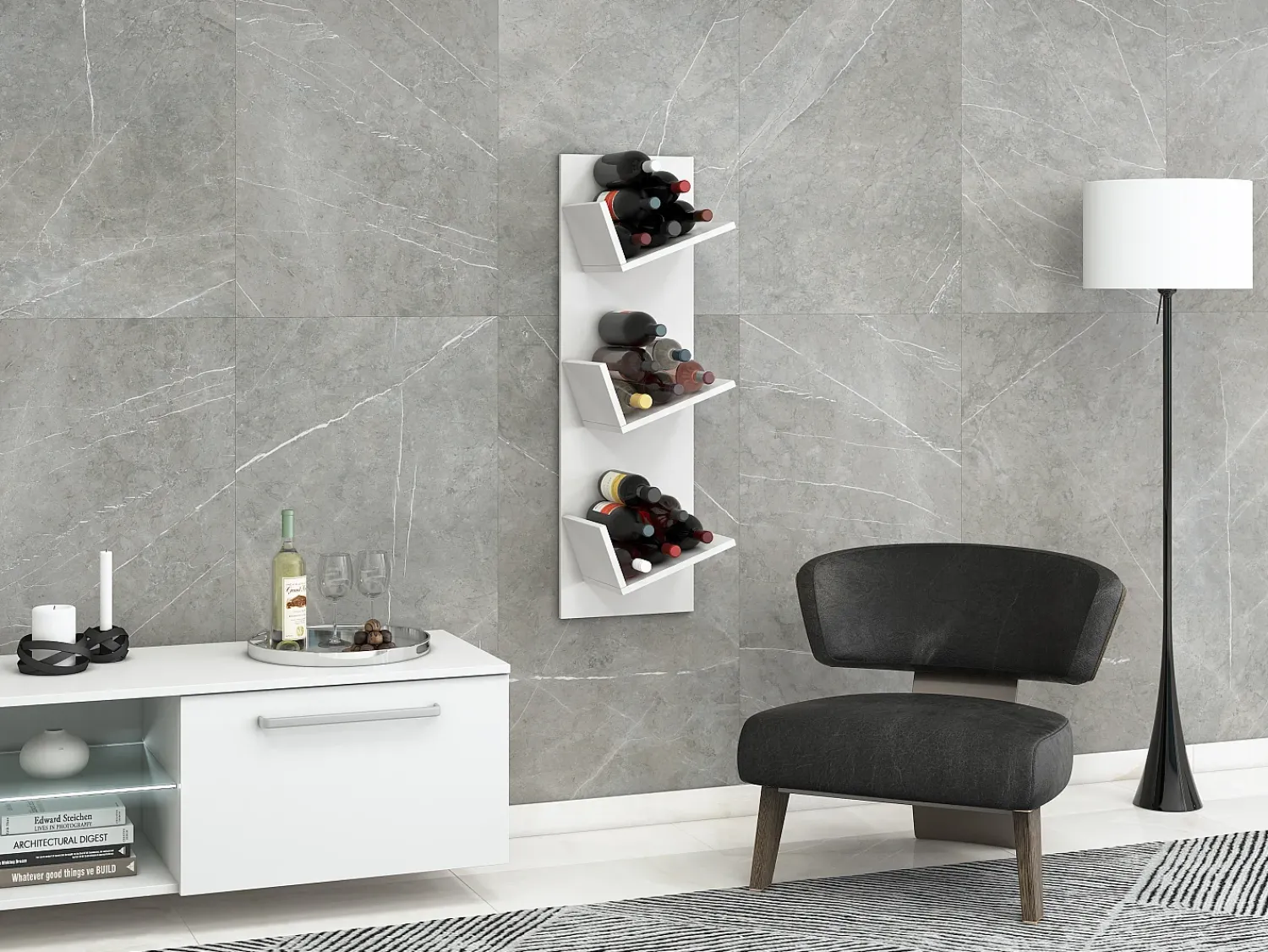 Prateleira|VCM Prateleira de parede Vinosi Branco A. 106 x L. 33 x P. 26 cm Multicor