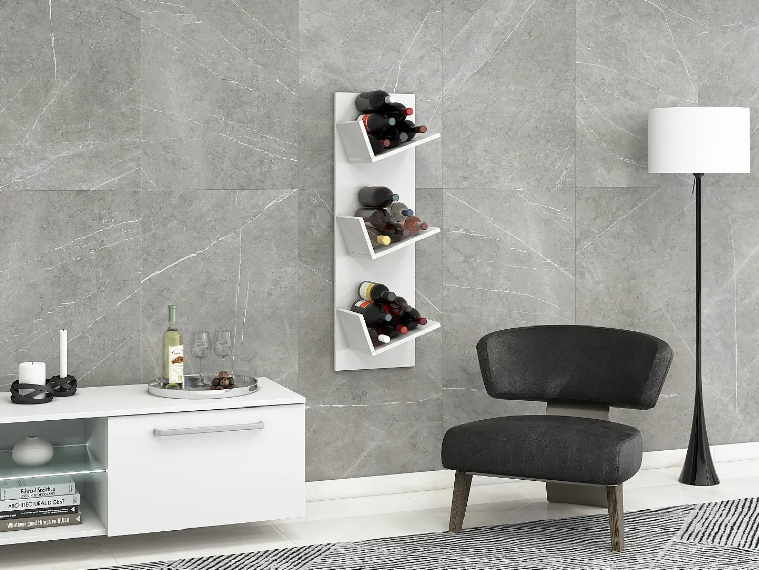 Prateleira|VCM Prateleira de parede Vinosi Branco A. 106 x L. 33 x P. 26 cm Multicor